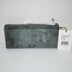 Hobo Keen Buffed Leather LARGE Zip Top Continental Wallet in Grey #BF-8… NWOT!